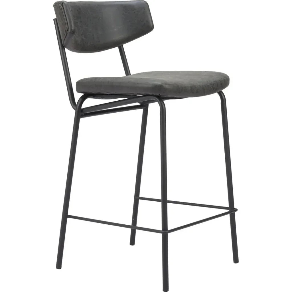 Zuo Modern Charon Vintage Black Counter Stool 2PC