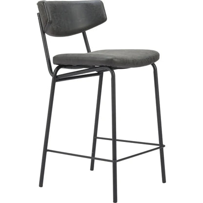 Zuo Modern Charon Vintage Black Counter Stool 2PC