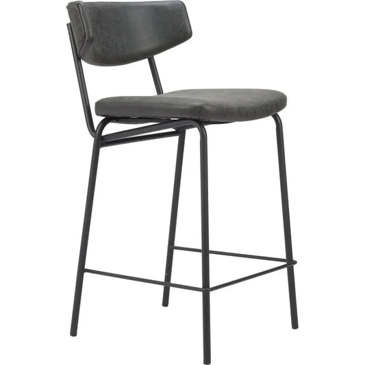 Zuo Modern Charon Vintage Black Counter Stool 2PC