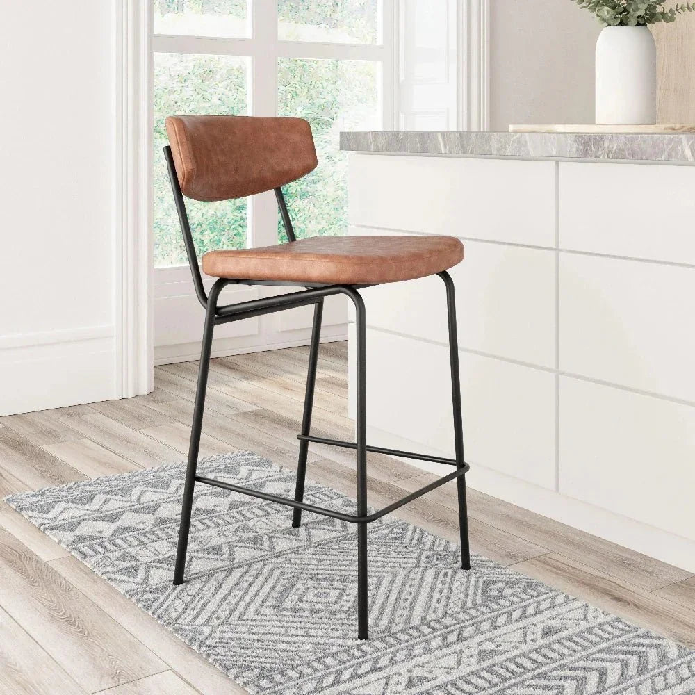 Charon Counter Stool 2PC Vintage Brown - LOOMLAN - Zuo Modern - Counter Stools