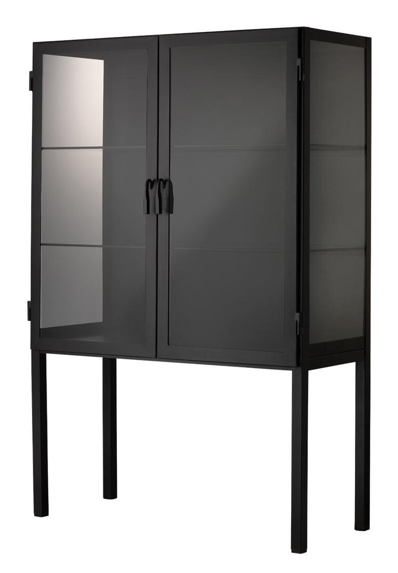 Chauncey Wide Black Curio Cabinet Glass Doors Bookcases Sideboards and Things By Jamie Young