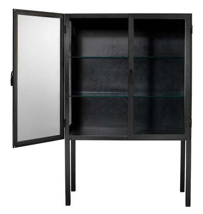 Chauncey Wide Black Curio Cabinet Glass Doors Bookcases Sideboards and Things By Jamie Young