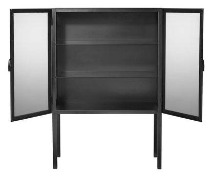 Chauncey Wide Black Curio Cabinet Glass Doors Bookcases Sideboards and Things By Jamie Young