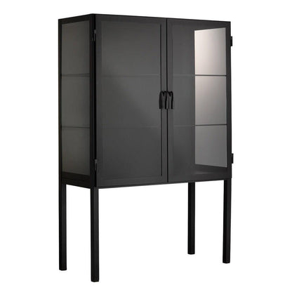 Chauncey Wide Black Curio Cabinet Glass Doors Bookcases Sideboards and Things By Jamie Young