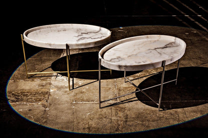 Che Steel and Marble White Oval Cocktail Table-Coffee Tables-Noir-Sideboards and Things