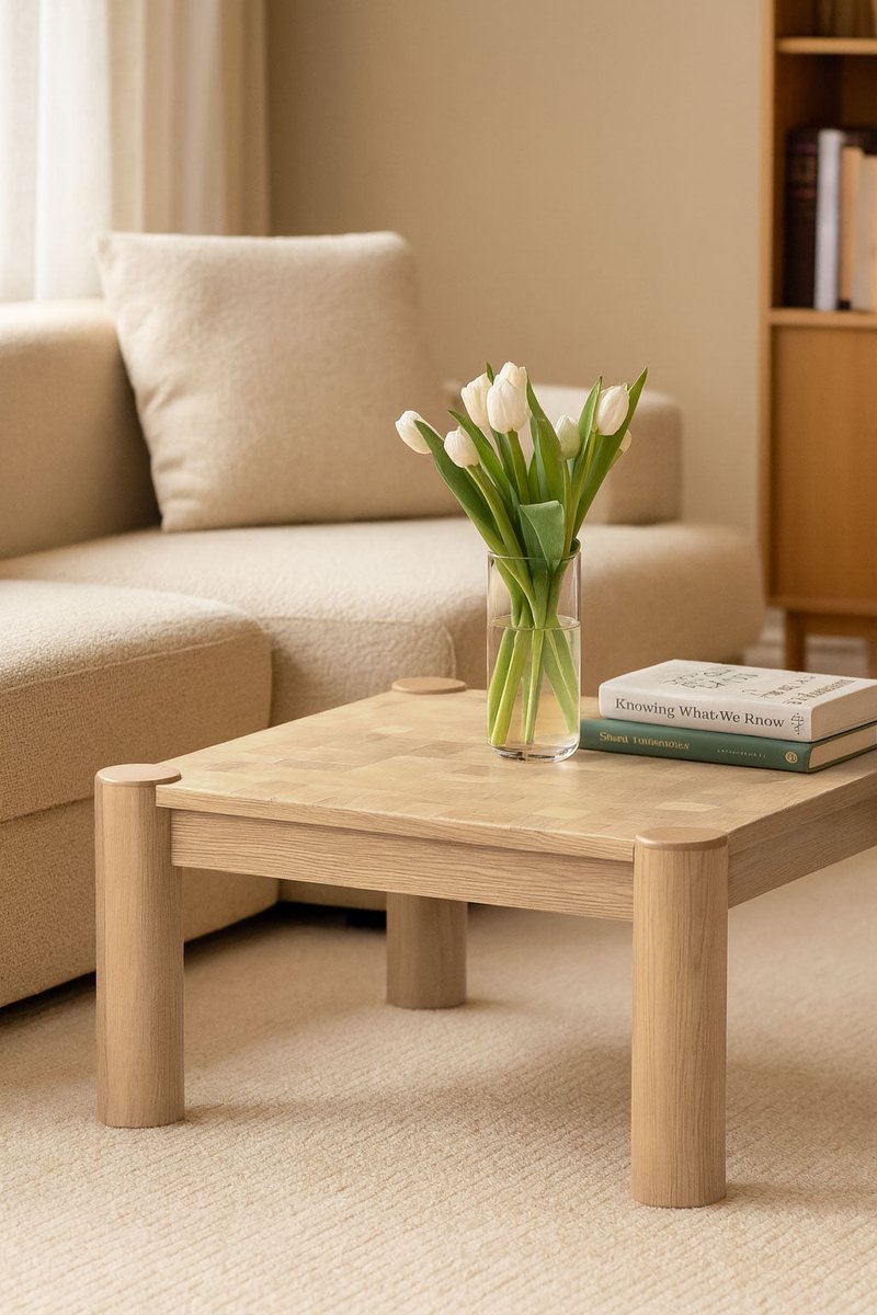 LH Home Checkerboard Wooden Square Coffee Table
