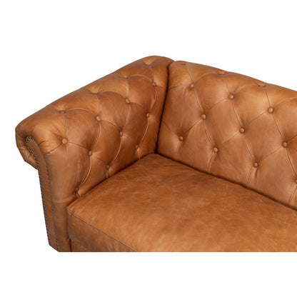 Chesterfield Kingston Sofa Tan Leather 2 Cushions-Sofas & Loveseats-Sarreid-LOOMLAN