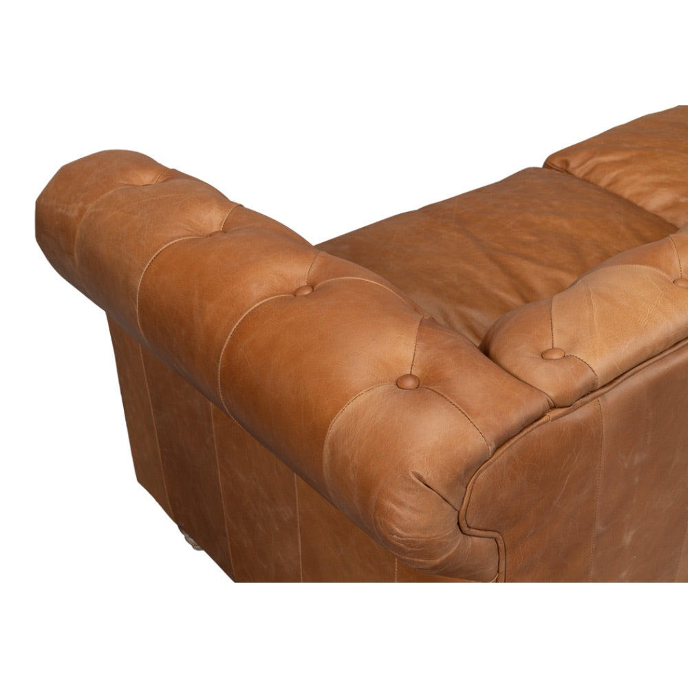 Chesterfield Kingston Sofa Tan Leather 2 Cushions-Sofas & Loveseats-Sarreid-LOOMLAN