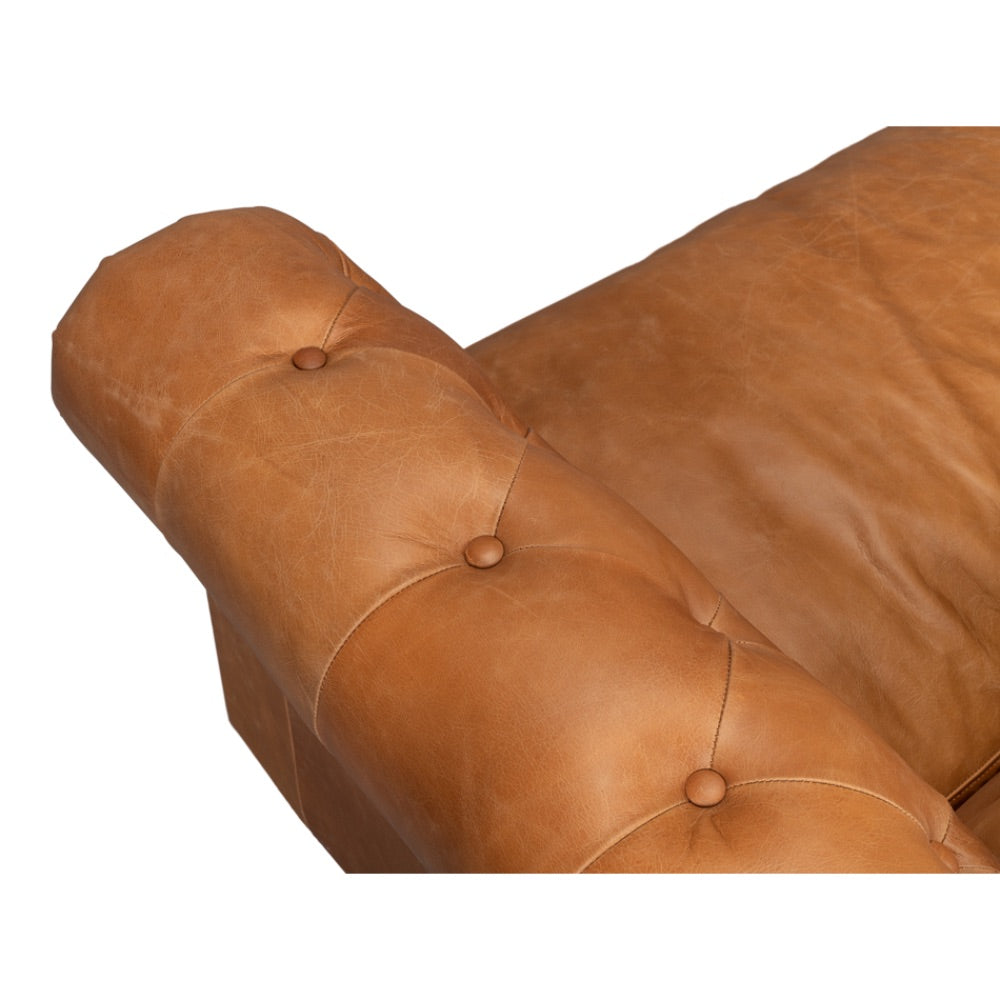 Chesterfield Kingston Sofa Tan Leather 2 Cushions-Sofas & Loveseats-Sarreid-LOOMLAN