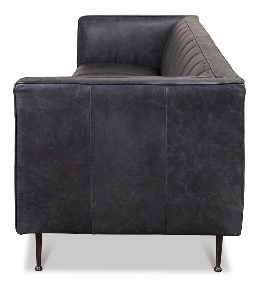 Chesterfield Lexington Sofa Nottinghill Grey Leather-Sofas & Loveseats-Sarreid-LOOMLAN