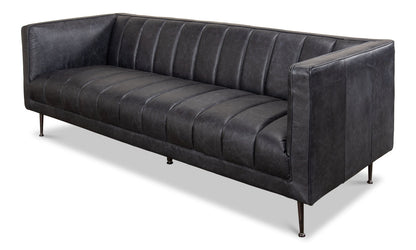 Chesterfield Lexington Sofa Nottinghill Grey Leather-Sofas & Loveseats-Sarreid-LOOMLAN