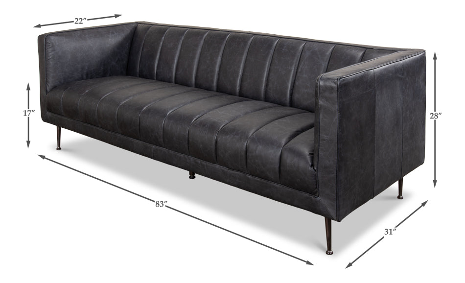 Chesterfield Lexington Sofa Nottinghill Grey Leather-Sofas & Loveseats-Sarreid-LOOMLAN