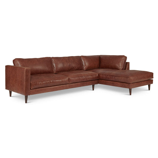 Cheviot Leather Left Arm Sectional with Chaise Made to Order-Sectionals-One For Victory-LOOMLAN