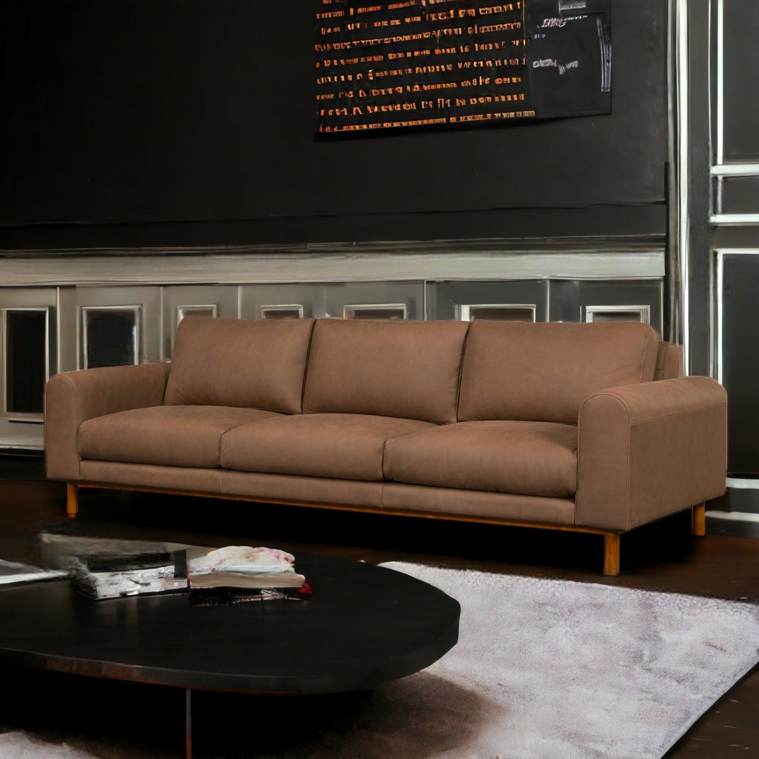 Chica Nubuck Leather Sofa Responsibly Made to Order for Premium Comfort-Sofas & Loveseats-One For Victory-LOOMLAN