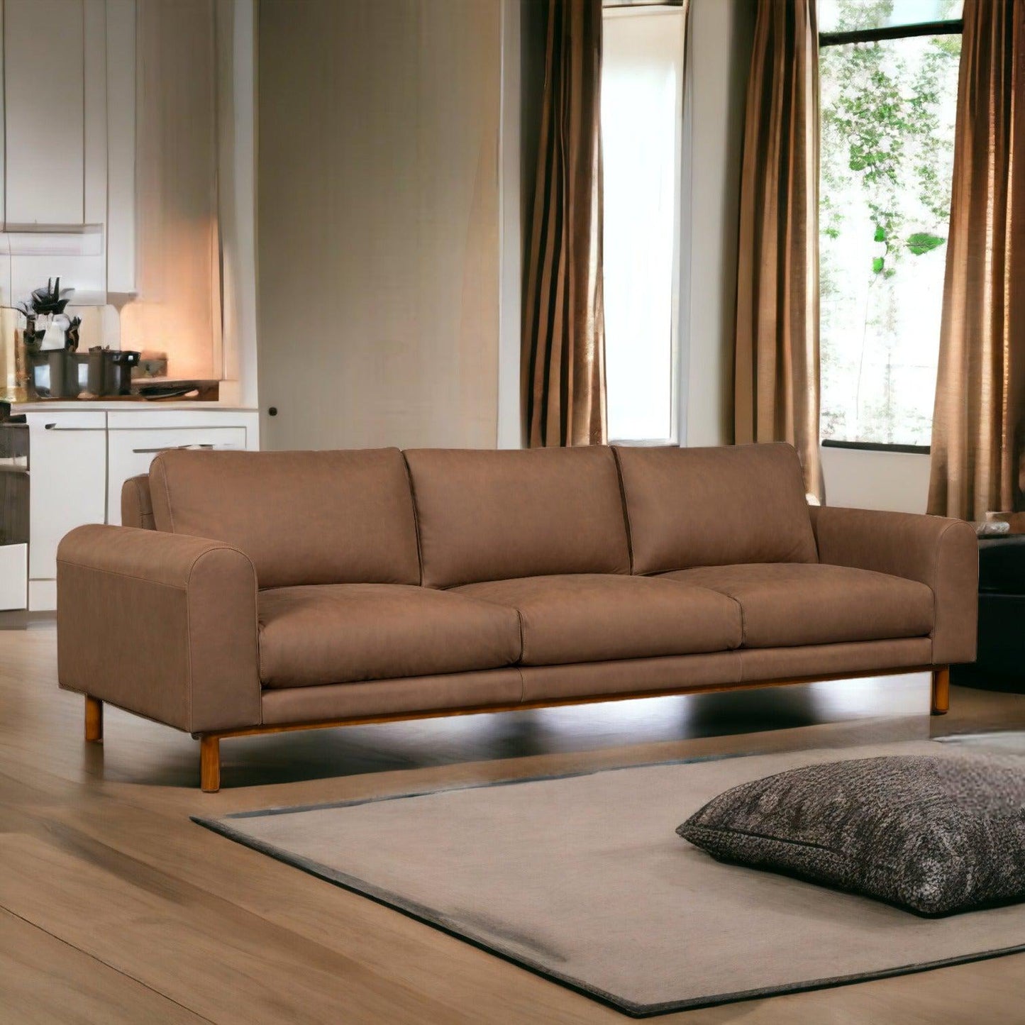 Chica Nubuck Leather Sofa Responsibly Made to Order for Premium Comfort-Sofas & Loveseats-One For Victory-LOOMLAN