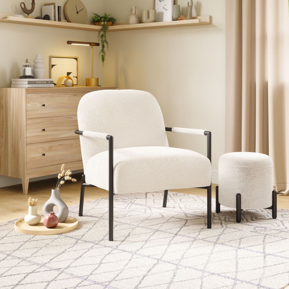 Zuo Modern Chicago Ivory Fabric Accent Chair