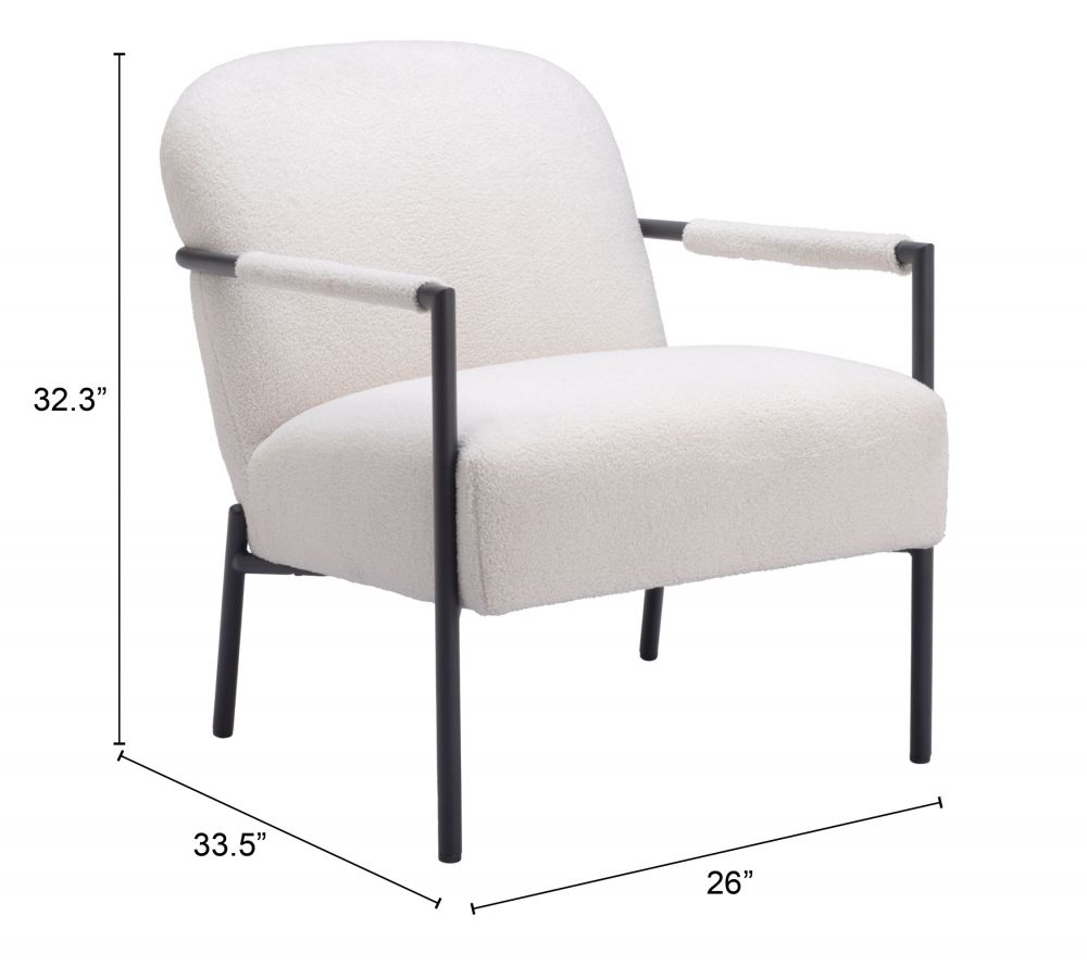 Zuo Modern Chicago Ivory Fabric Accent Chair