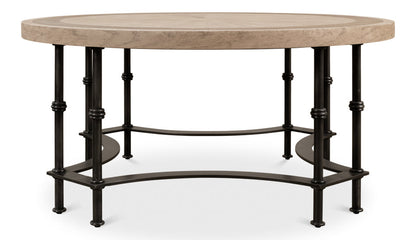 Chisholm Equestrian Cocktail Round Coffee Table Grey-Coffee Tables-Sarreid-LOOMLAN