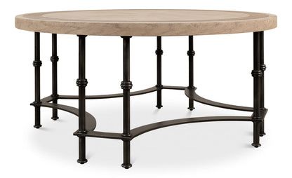 Chisholm Equestrian Cocktail Round Coffee Table Grey-Coffee Tables-Sarreid-LOOMLAN