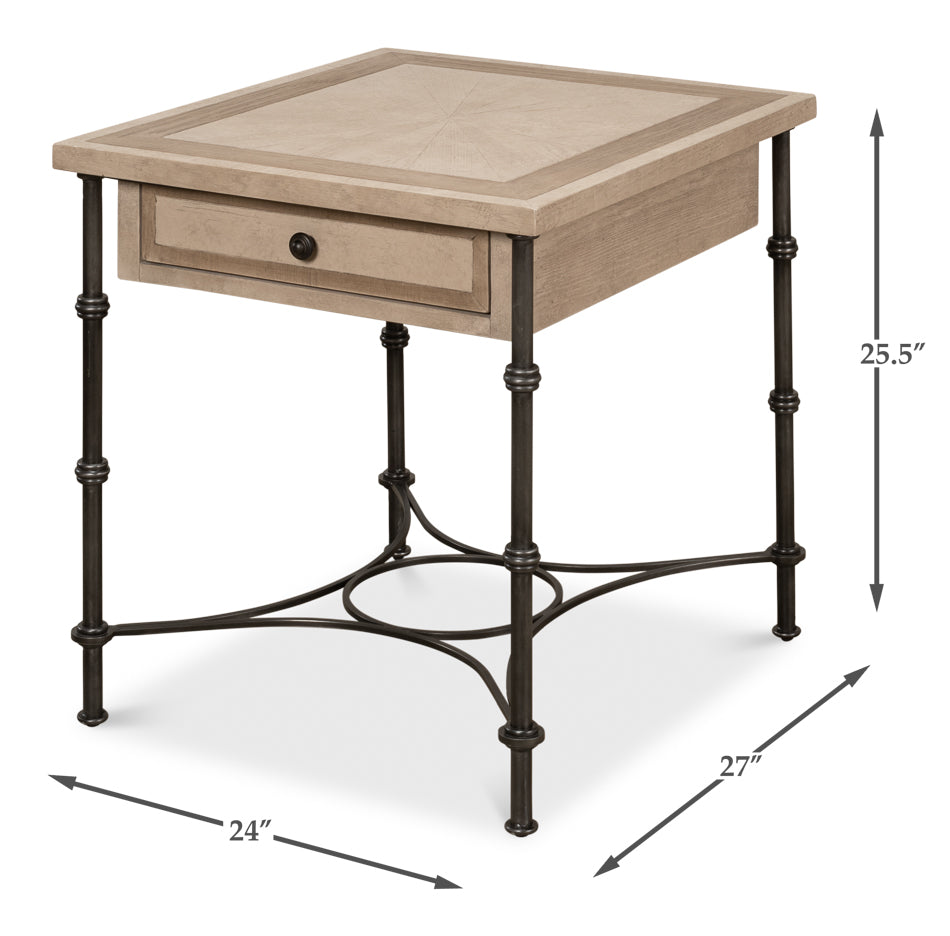 Chisholm Equestrian Side Table Barn Grey-Side Tables-Sarreid-LOOMLAN