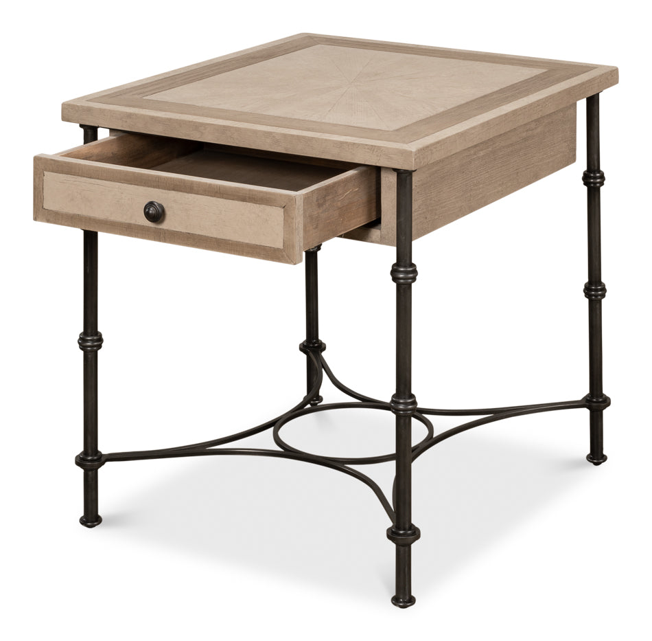 Chisholm Equestrian Side Table Barn Grey-Side Tables-Sarreid-LOOMLAN