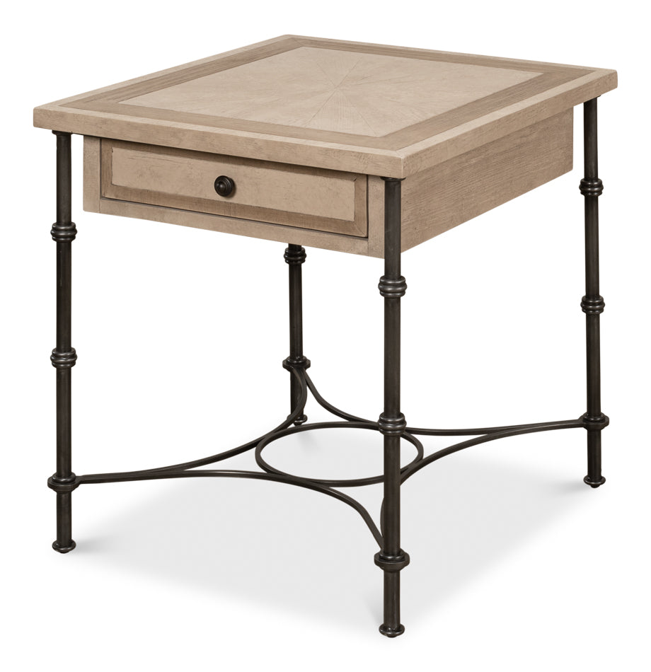 Chisholm Equestrian Side Table Barn Grey-Side Tables-Sarreid-LOOMLAN