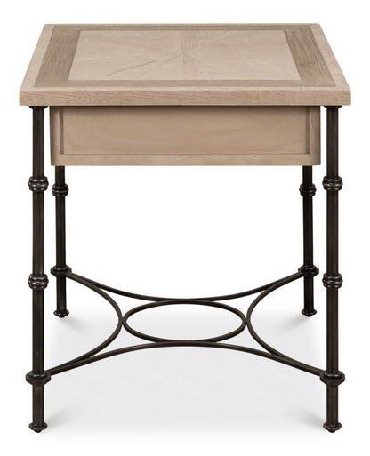 Chisholm Equestrian Side Table Barn Grey-Side Tables-Sarreid-LOOMLAN