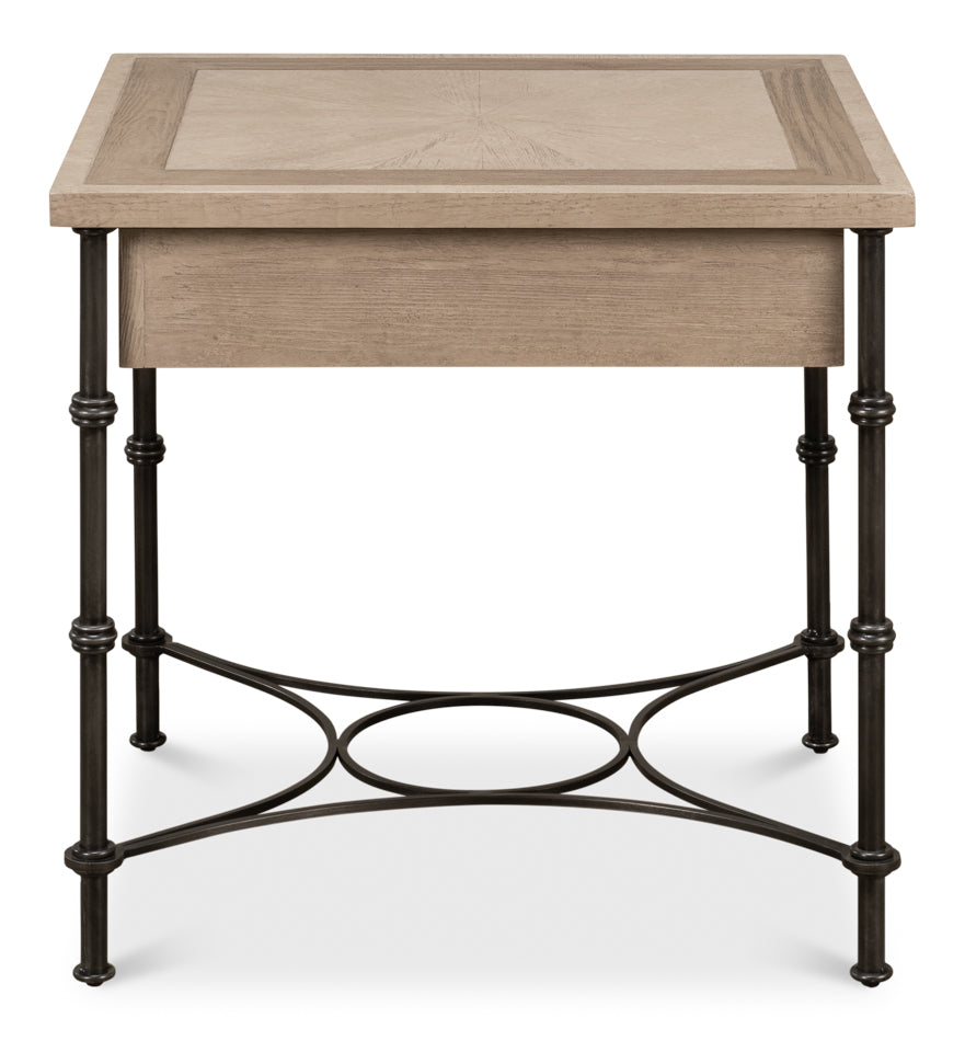 Chisholm Equestrian Side Table Barn Grey-Side Tables-Sarreid-LOOMLAN