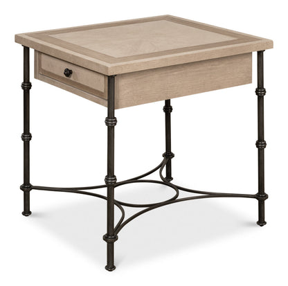 Chisholm Equestrian Side Table Barn Grey-Side Tables-Sarreid-LOOMLAN