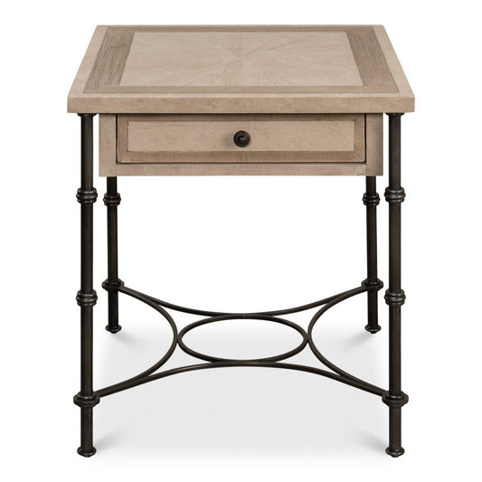 Chisholm Equestrian Side Table Barn Grey-Side Tables-Sarreid-LOOMLAN