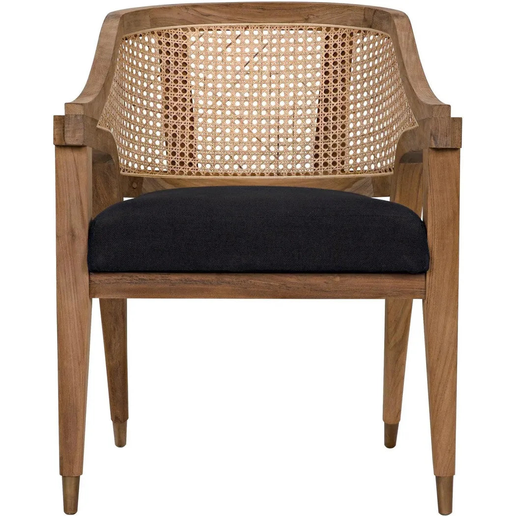 Noir Chloe Natural Teak Wood Chair Black Caning