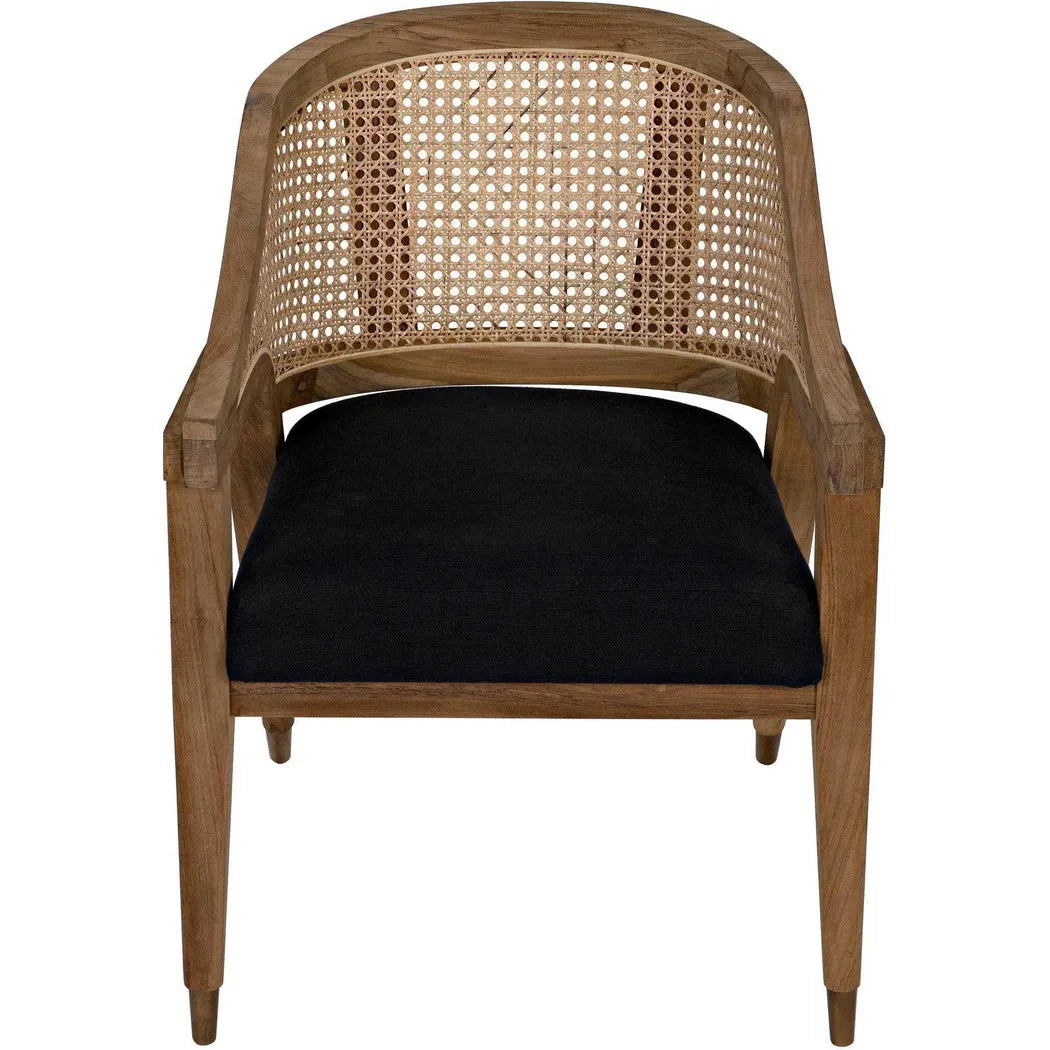 Noir Chloe Natural Teak Wood Chair Black Caning