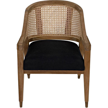 Noir Chloe Natural Teak Wood Chair Black Caning