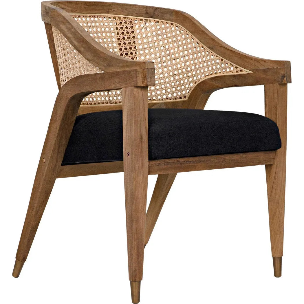 Noir Chloe Natural Teak Wood Chair Black Caning