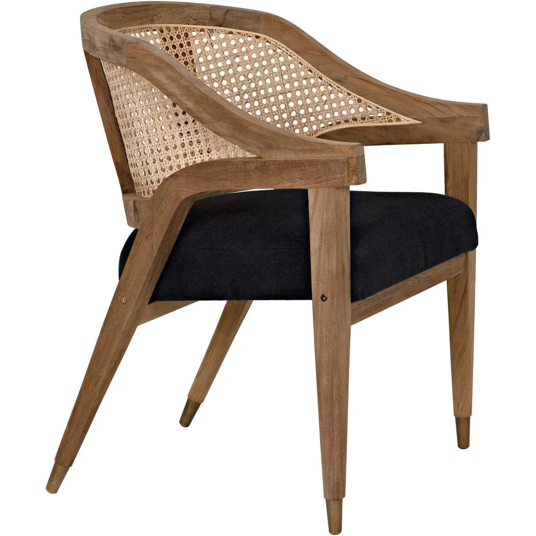 Noir Chloe Natural Teak Wood Chair Black Caning