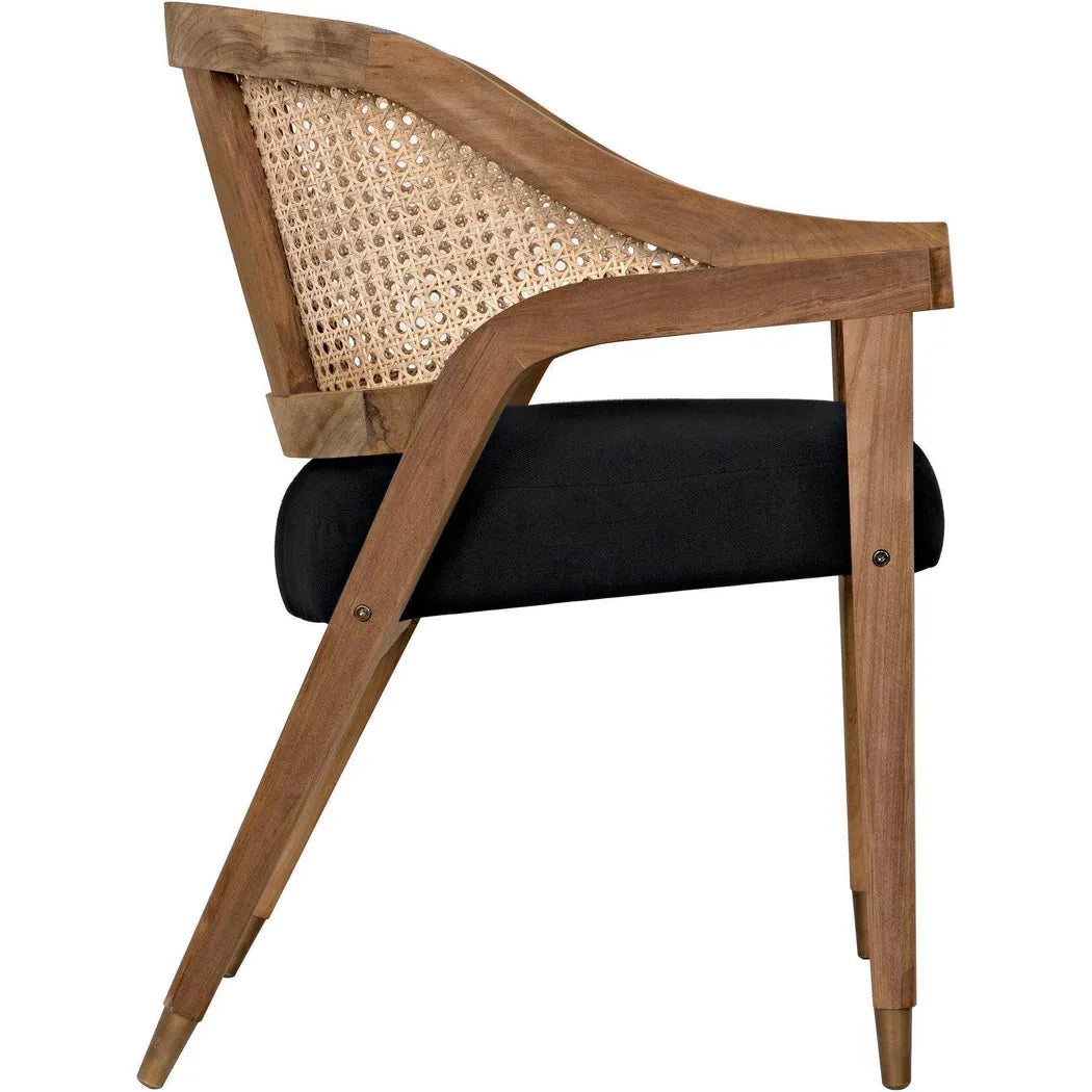 Noir Chloe Natural Teak Wood Chair Black Caning
