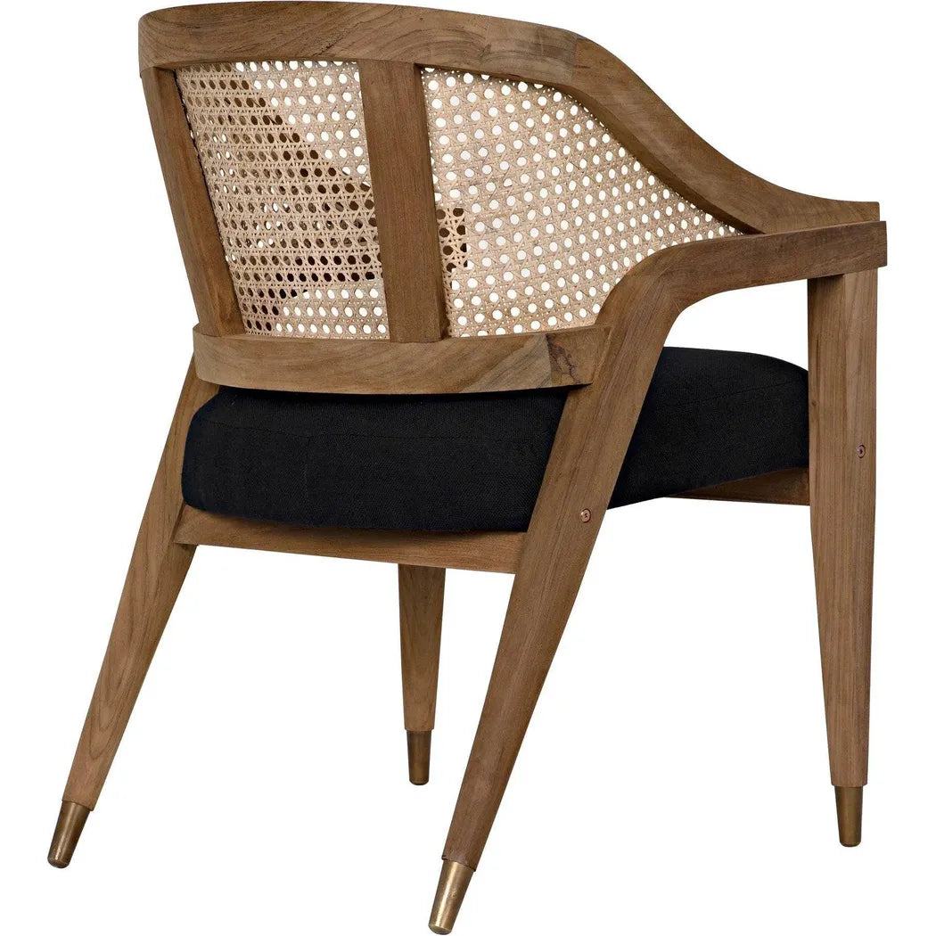 Noir Chloe Natural Teak Wood Chair Black Caning
