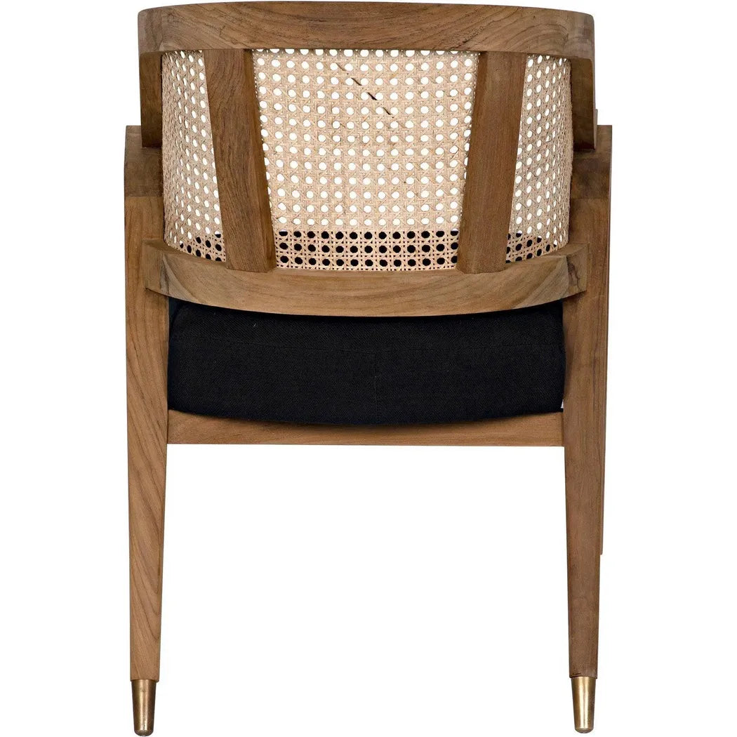 Noir Chloe Natural Teak Wood Chair Black Caning