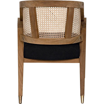 Noir Chloe Natural Teak Wood Chair Black Caning