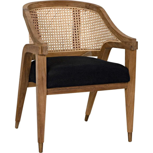 Noir Chloe Natural Teak Wood Chair Black Caning