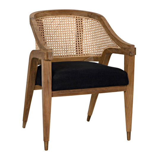 Chloe Natural Teak Wood Chair With Black Caning-Club Chairs-Noir-Sideboards and Things