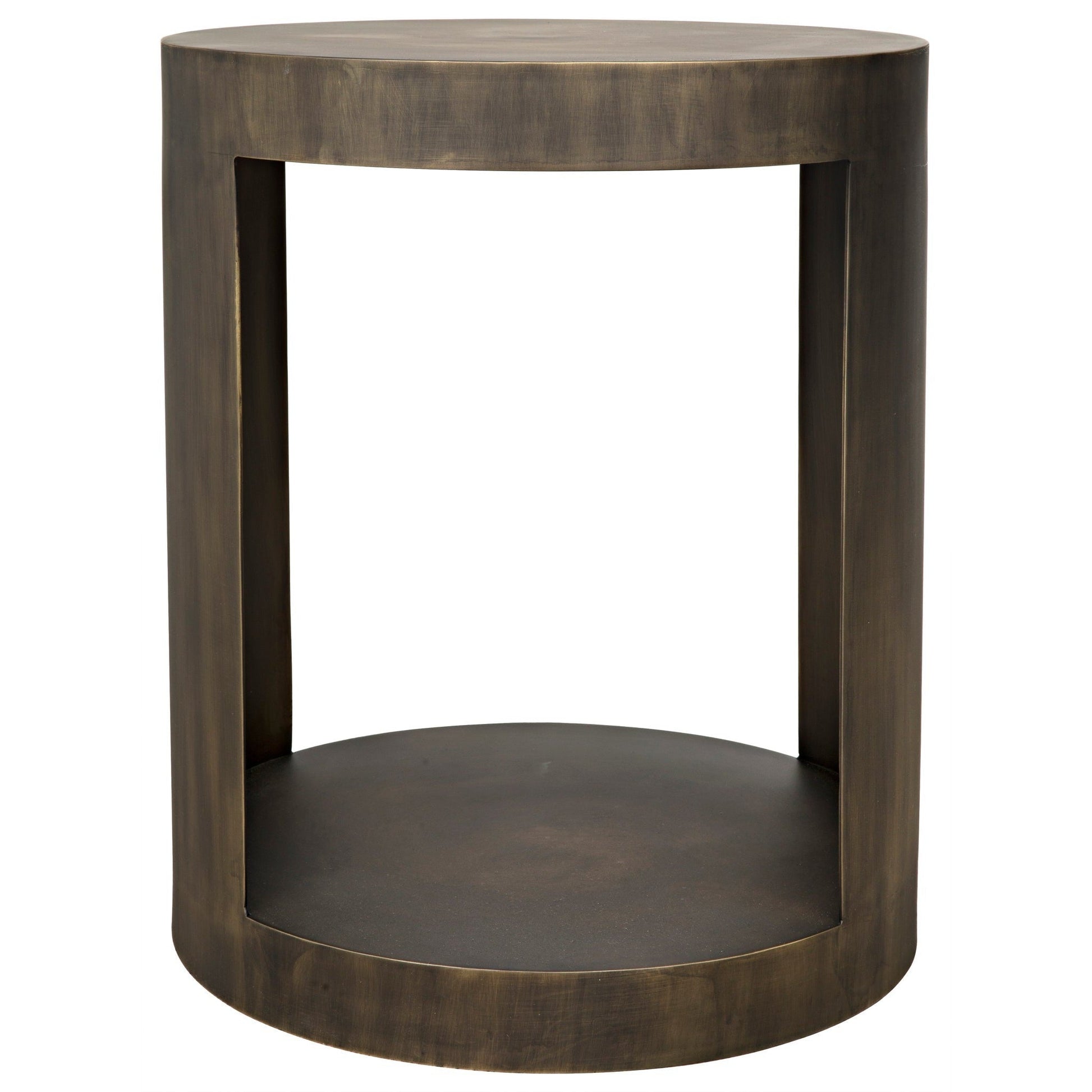 Chrysler Steel Round Side Table With Aged Brass Finish-Side Tables-Noir-Sideboards and Things