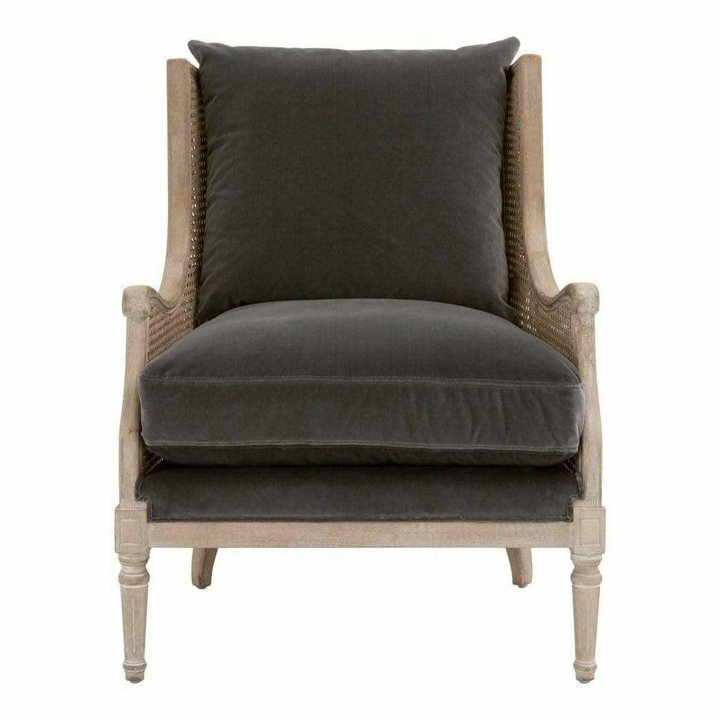 Churchill Club Chair Dark Dove Velvet Natural Gray Birch Cane Club Chairs Sideboards and Things By Essentials For Living