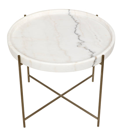 Chuy Steel and Marble Round Side Table-Side Tables-Noir-Sideboards and Things