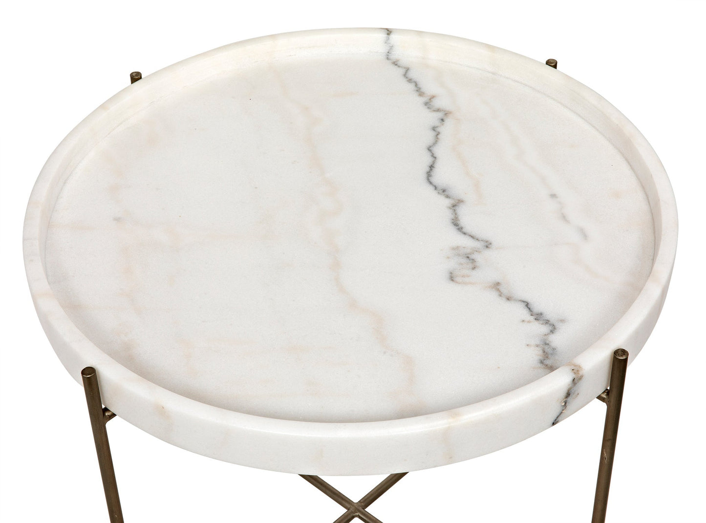 Chuy Steel and Marble Round Side Table-Side Tables-Noir-Sideboards and Things