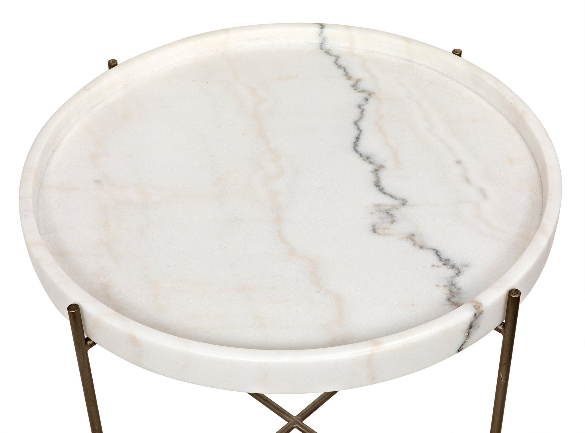 Chuy Steel and Marble Round Side Table-Side Tables-Noir-Sideboards and Things