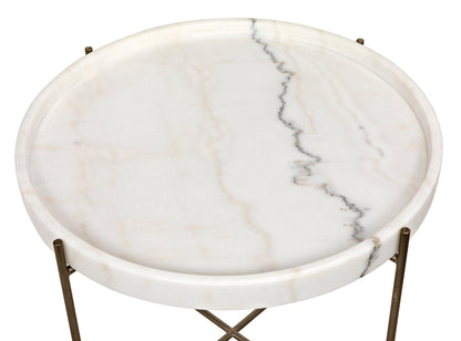 Chuy Steel and Marble Round Side Table-Side Tables-Noir-Sideboards and Things