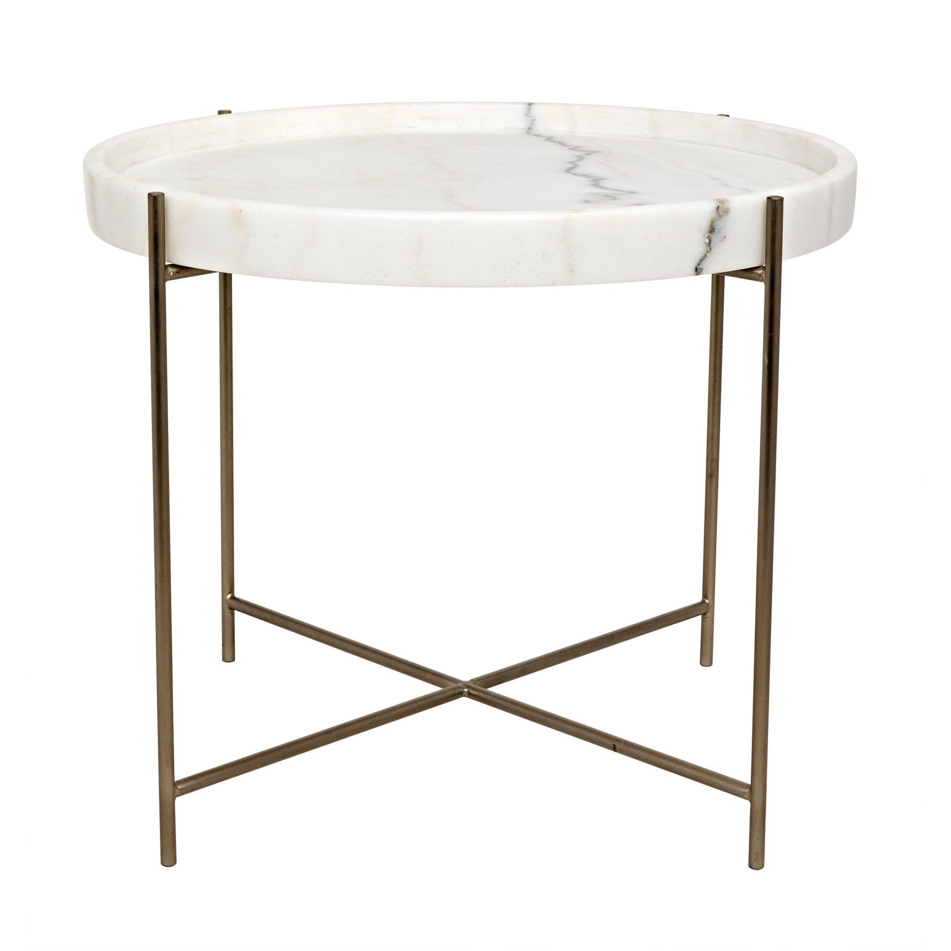 Chuy Steel and Marble Round Side Table-Side Tables-Noir-Sideboards and Things