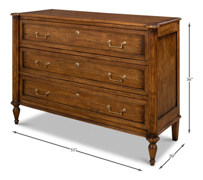 Ciborium Chest Of 3 Drawers Fruitwood-Chests-Sarreid-LOOMLAN