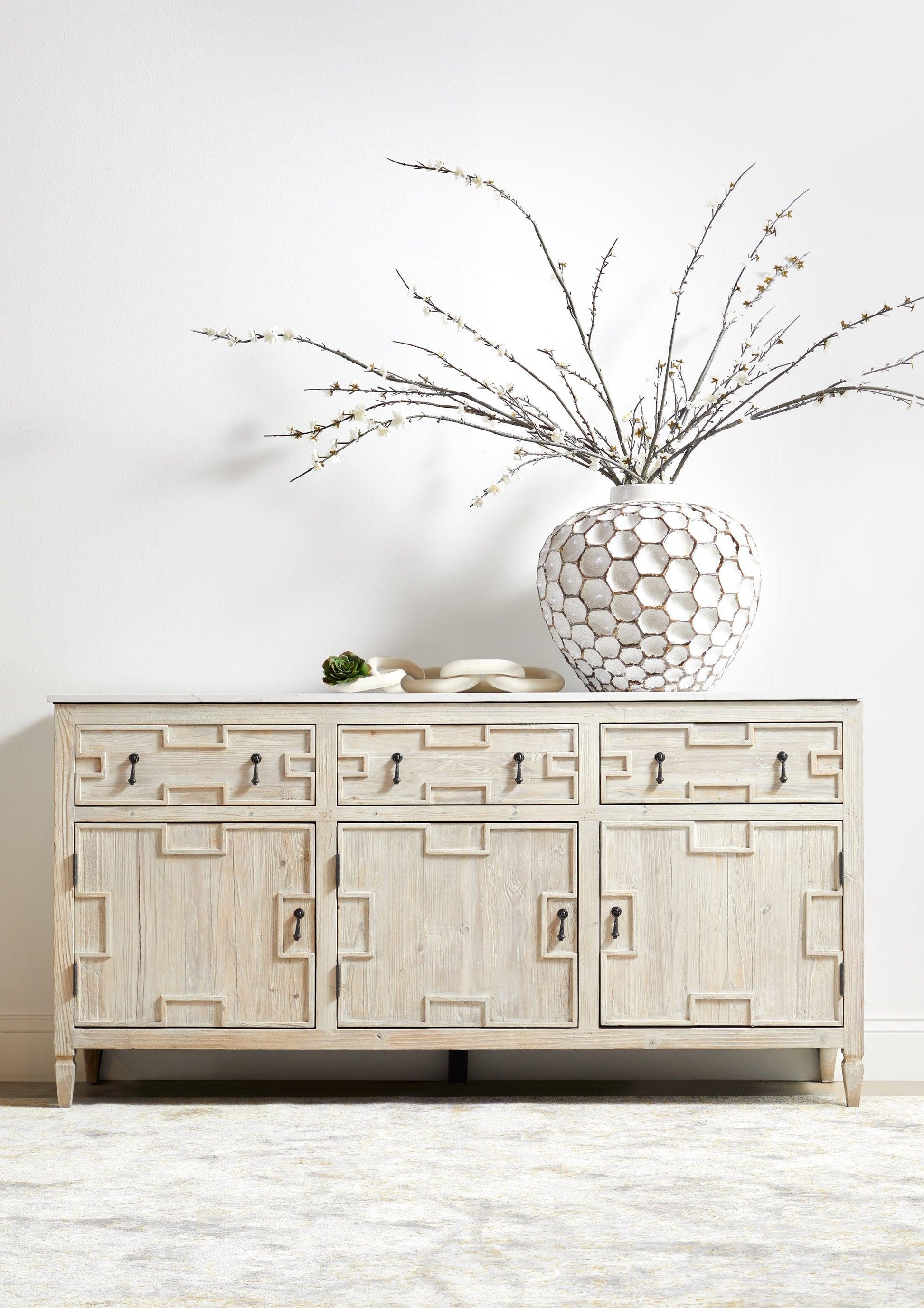 Cinq Wood Link White Wash Pine Statues & Sculptures Sideboards and Things By Essentials For Living